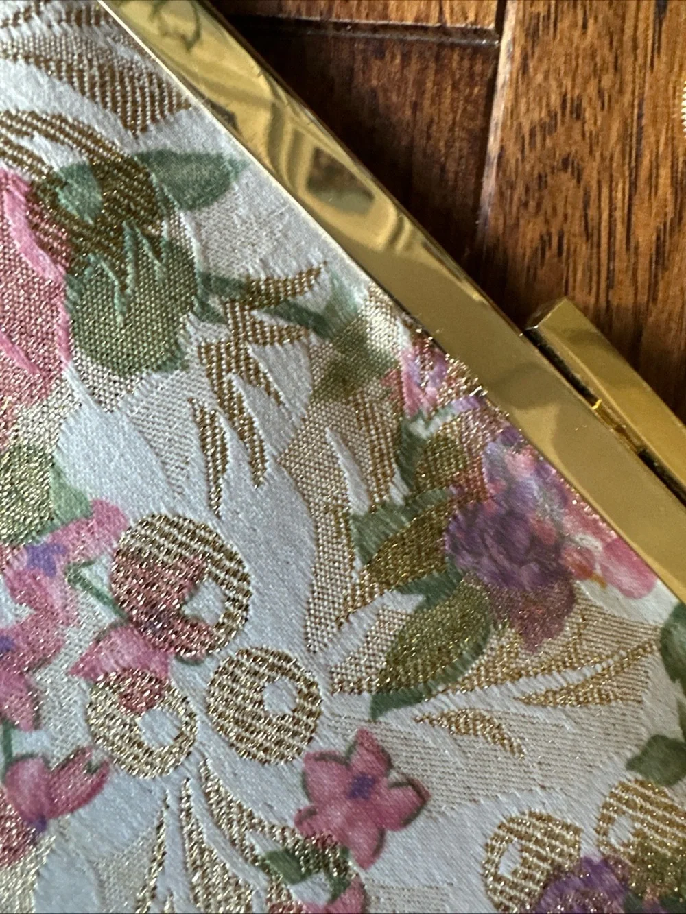 Floral Gold Clasp Clutch Fairy Garden Wristlet Purse Whimsical Girlhoodcore